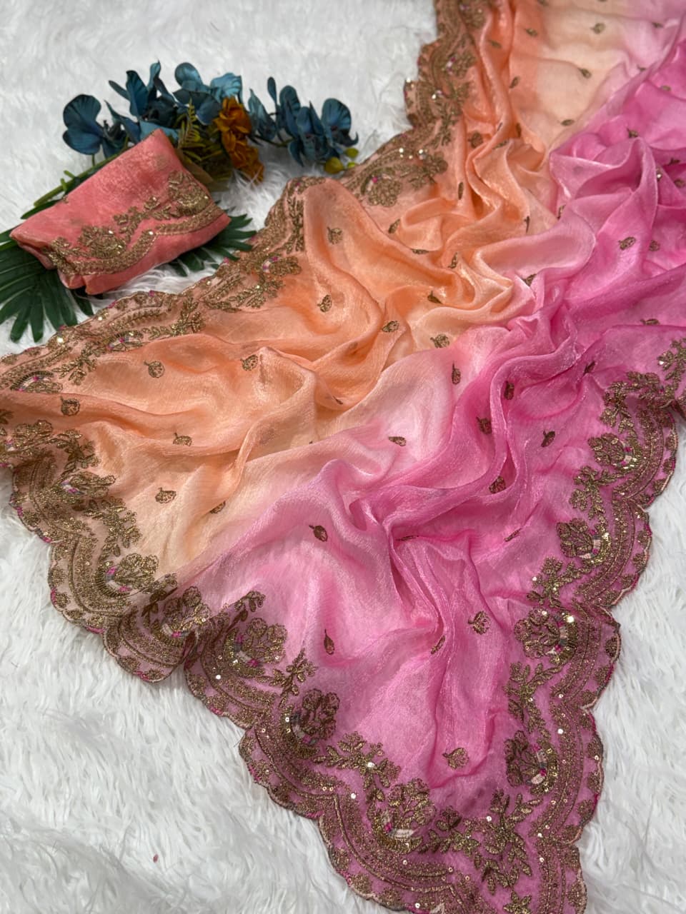 Charismatic Wedding Wear Silk Embroidery n Sequence Work Fancy Saree For Occasion