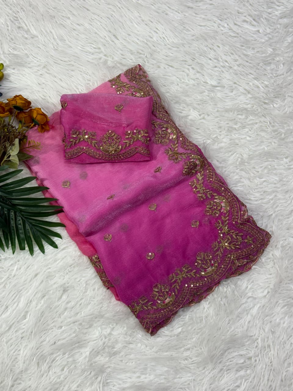 Charismatic Wedding Wear Silk Embroidery n Sequence Work Fancy Saree For Occasion