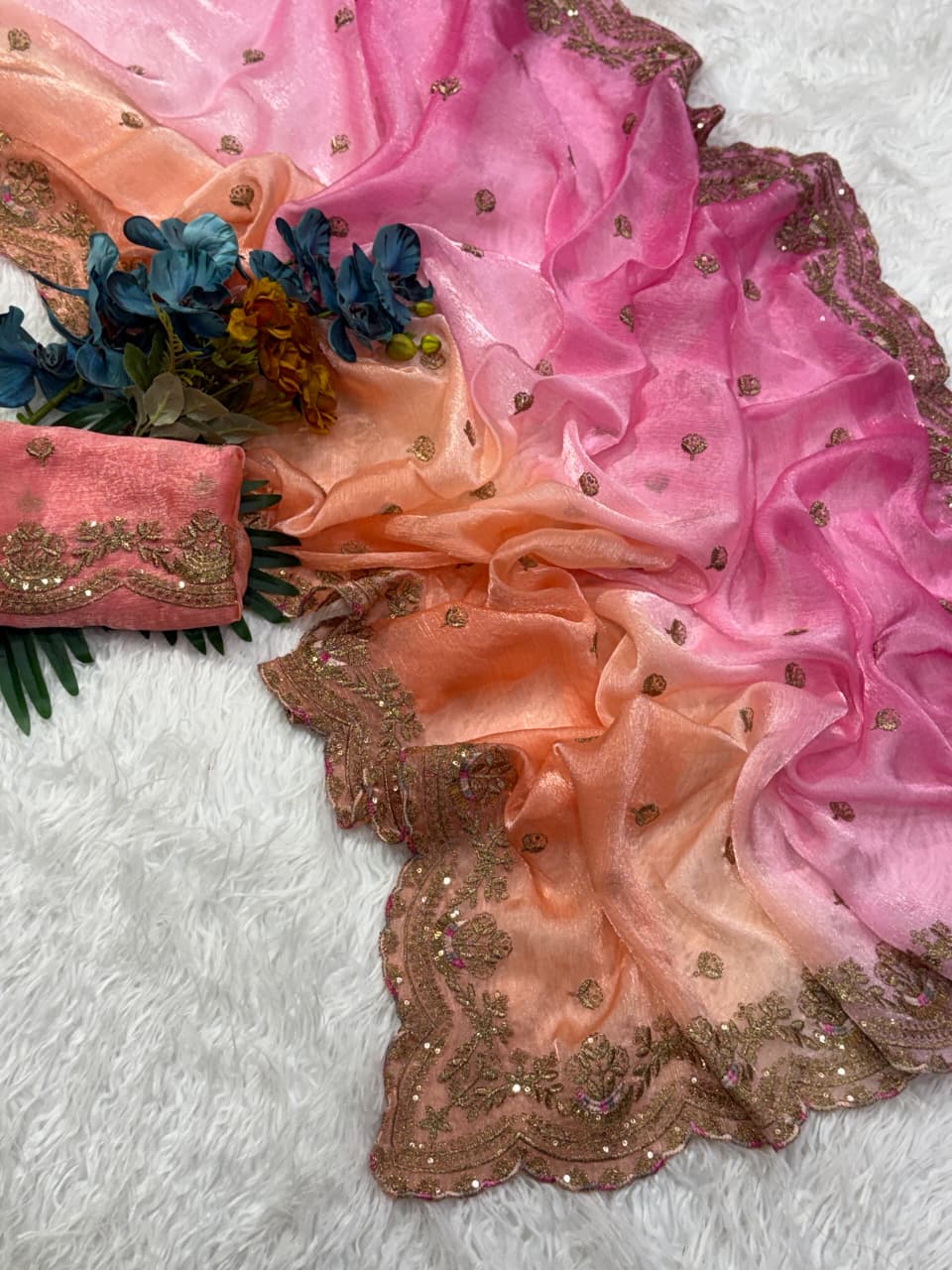 Charismatic Wedding Wear Silk Embroidery n Sequence Work Fancy Saree For Occasion