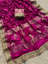 Load image into Gallery viewer, New Wedding Wear Banarasi Silk Jacquard n Heavy Lace Work Fancy Designer Saree
