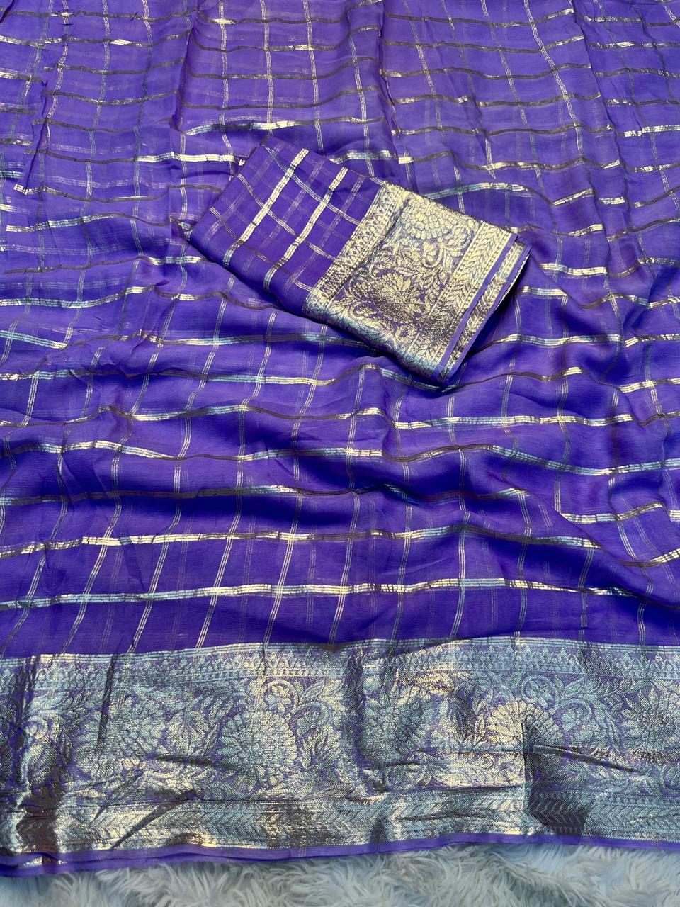Gratifying Festive Wear Viscose Georgette Jacquard Zari Weaving Work Fancy Designer Saree
