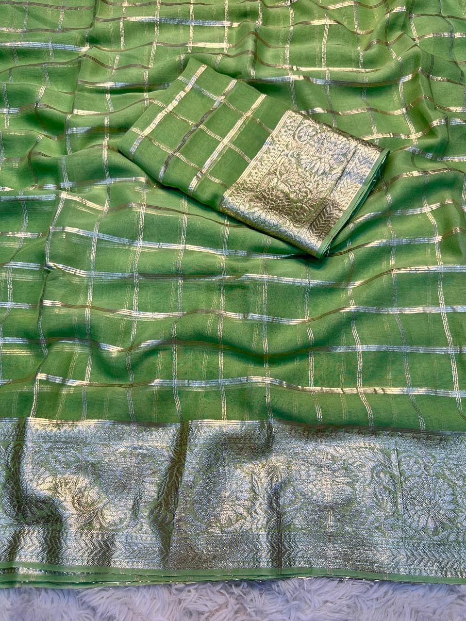 Gratifying Festive Wear Viscose Georgette Jacquard Zari Weaving Work Fancy Designer Saree