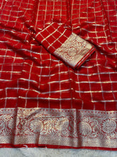 Load image into Gallery viewer, Gratifying Festive Wear Viscose Georgette Jacquard Zari Weaving Work Fancy Designer Saree
