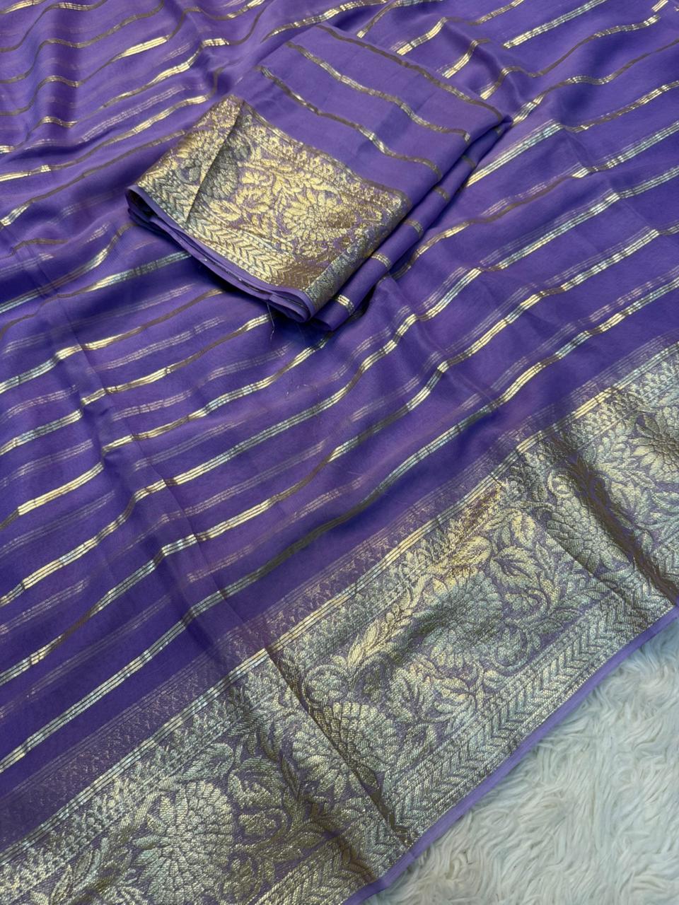 Luxury Fnction Wear Viscose Georgette Jacquard Zari Weaving Work Fancy Designer Saree