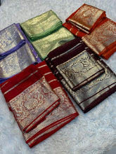 Load image into Gallery viewer, Luxury Fnction Wear Viscose Georgette Jacquard Zari Weaving Work Fancy Designer Saree
