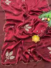 Load image into Gallery viewer, Opulent Festive Wear Maroon Colour Soft Silk Handwork Saree With Blissful Blouse Piece

