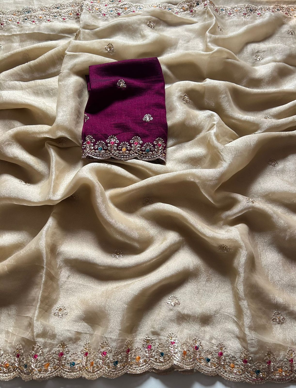Adorning Function Wear Soft Silk Sequence Embroidery Work Fancy Designer Saree