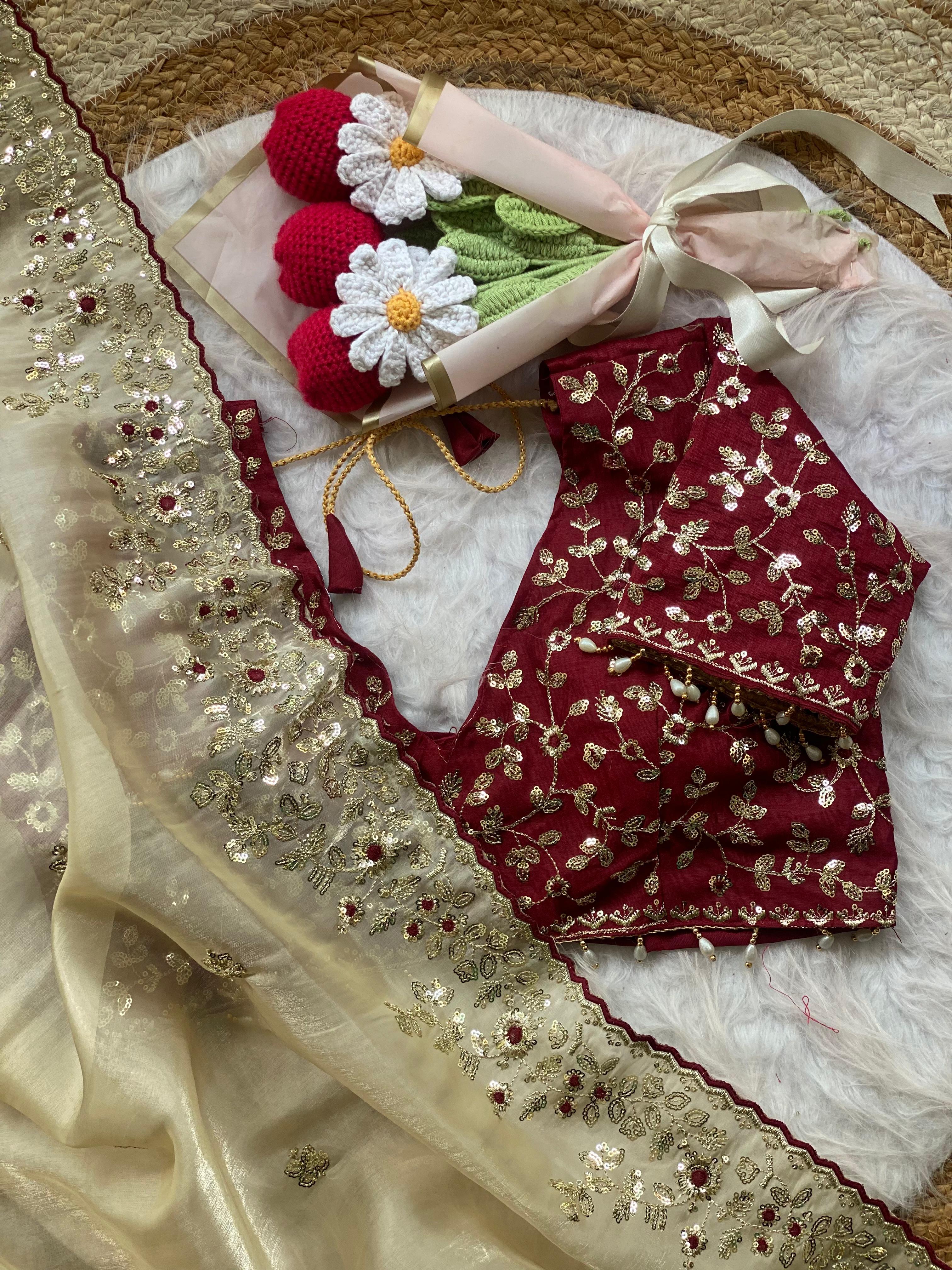 New Wedding Wear Silk Embroidery n Sequence Work Fancy Designer Saree With Stitched Blouse