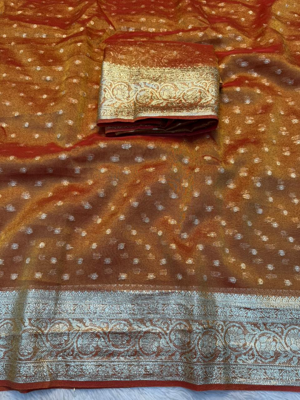 Impressive Function Wear Viscose Tissue Silk  Jacquard Weaving Work Designer Saree With Blouse