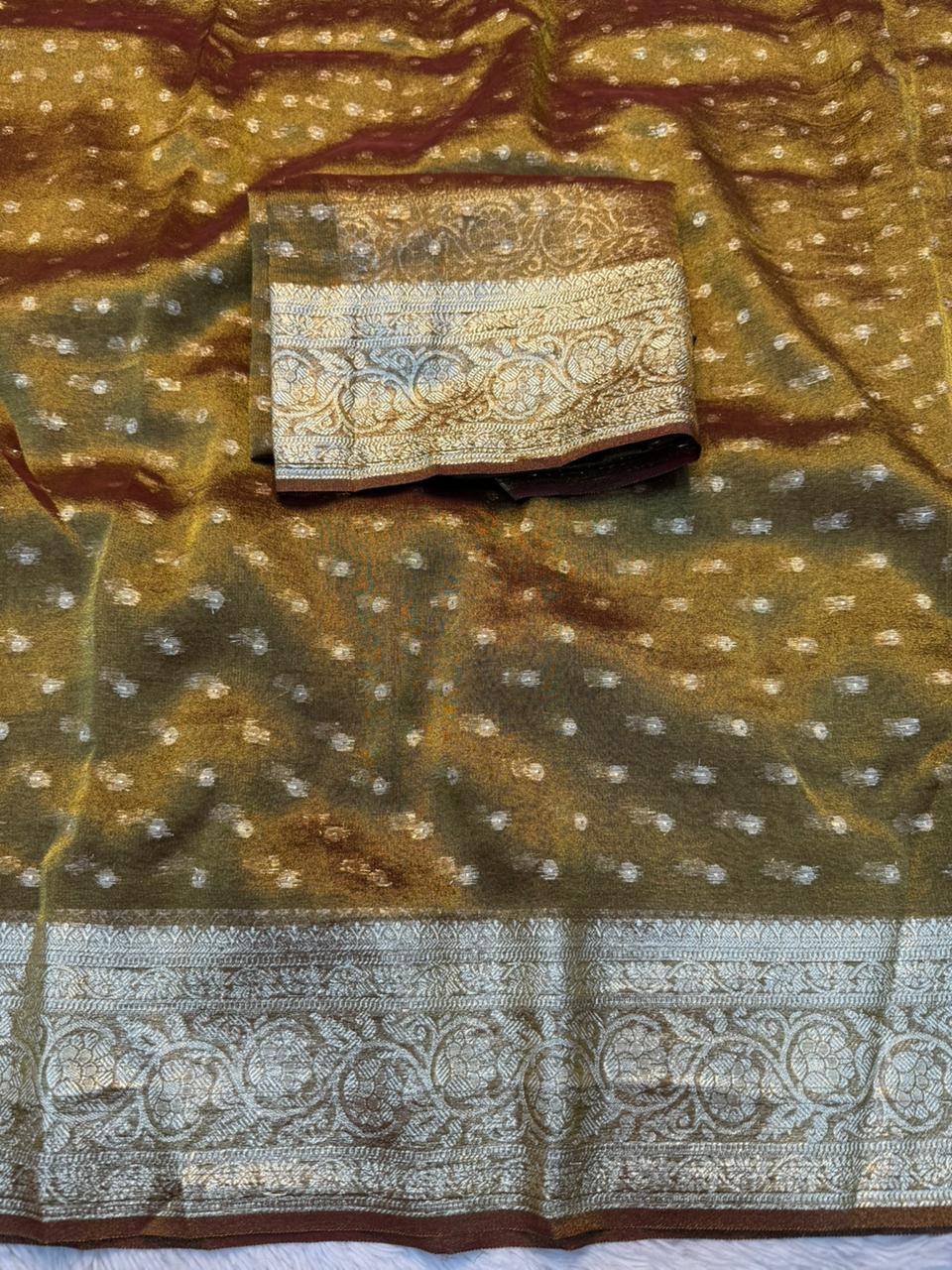 Impressive Function Wear Viscose Tissue Silk  Jacquard Weaving Work Designer Saree With Blouse