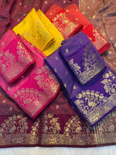 Load image into Gallery viewer, Imaginative Party Wear Silk Soft Tussar Silk Jacquard Zari Work Border Fancy Designer Saree For Occasion
