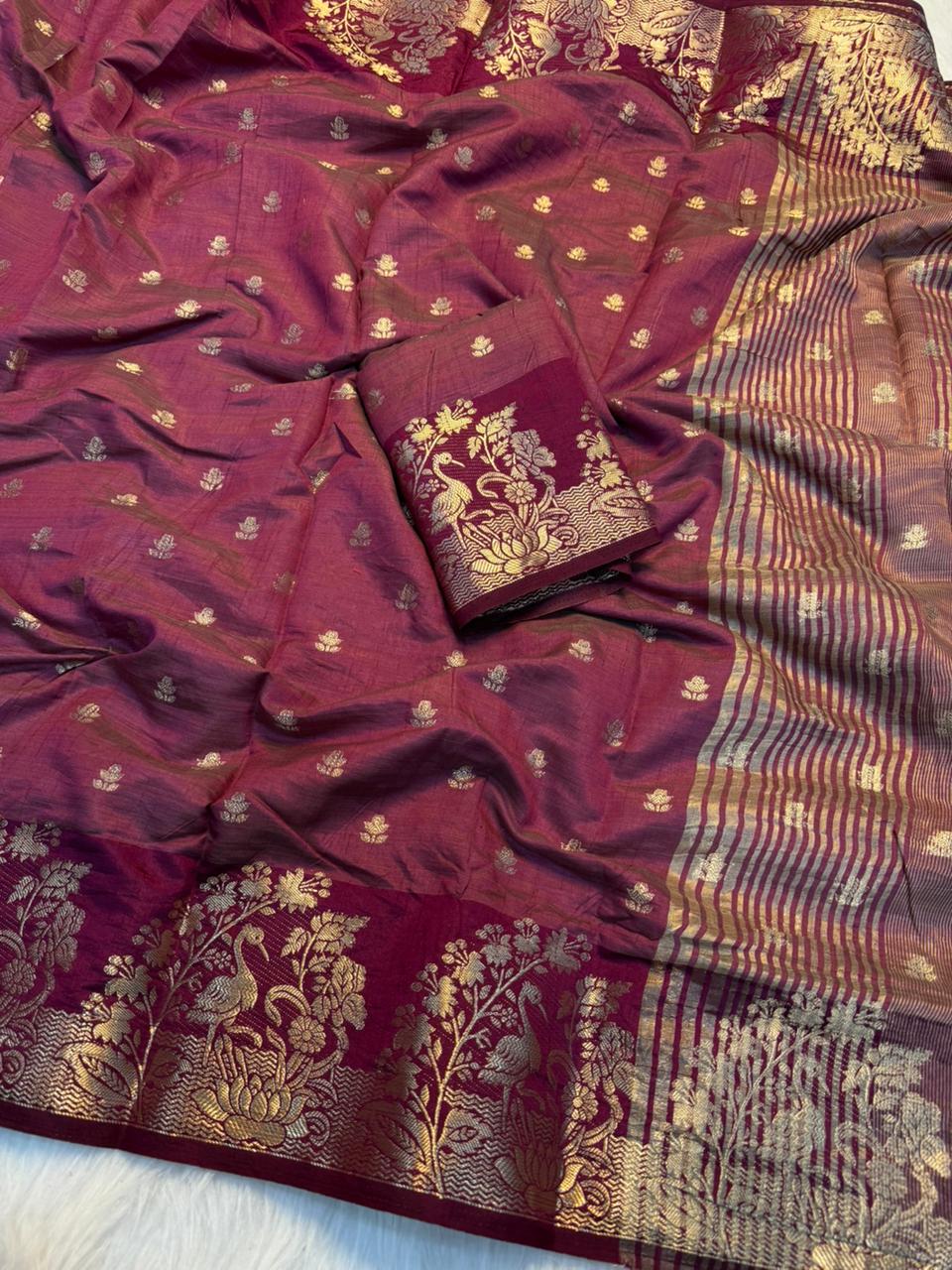 Imaginative Party Wear Silk Soft Tussar Silk Jacquard Zari Work Border Fancy Designer Saree For Occasion