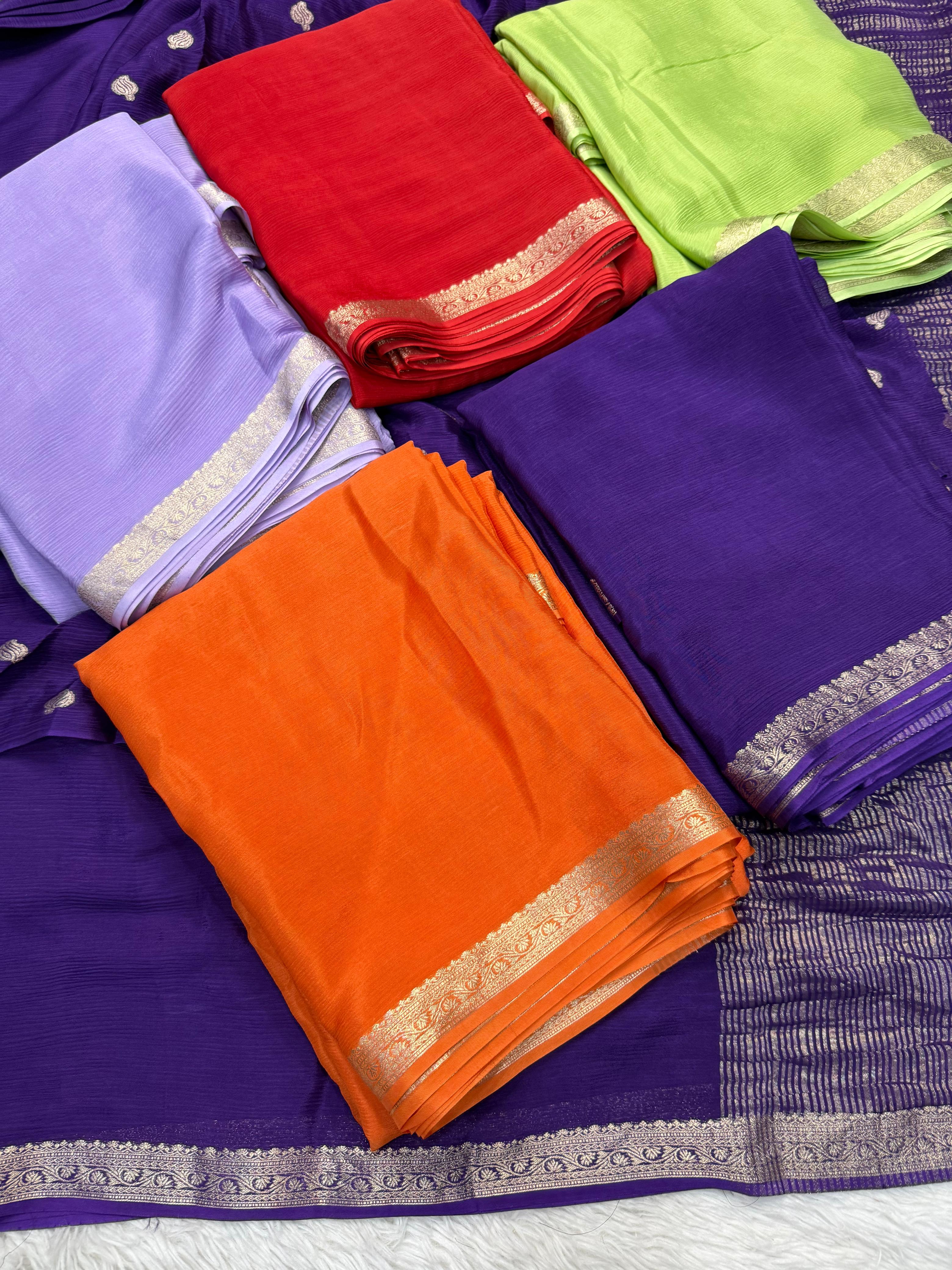 Confounding Party Wear Chinnon Fabric Zari Weaving Work Saree With Blouse Piece