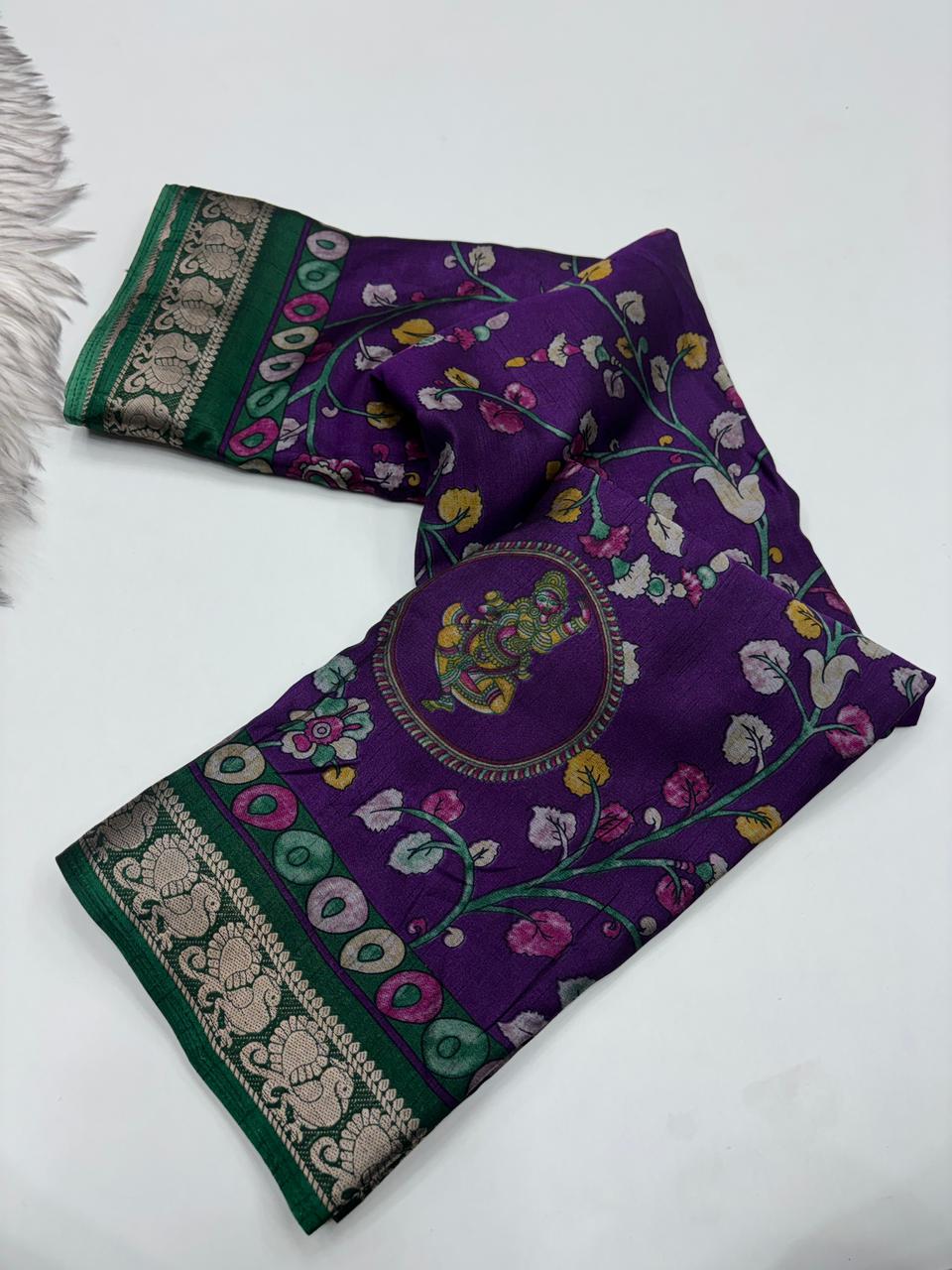 Glamorous Party Wear Pure Soft Dola Silk Mangalkari Border Fancy Designer Saree