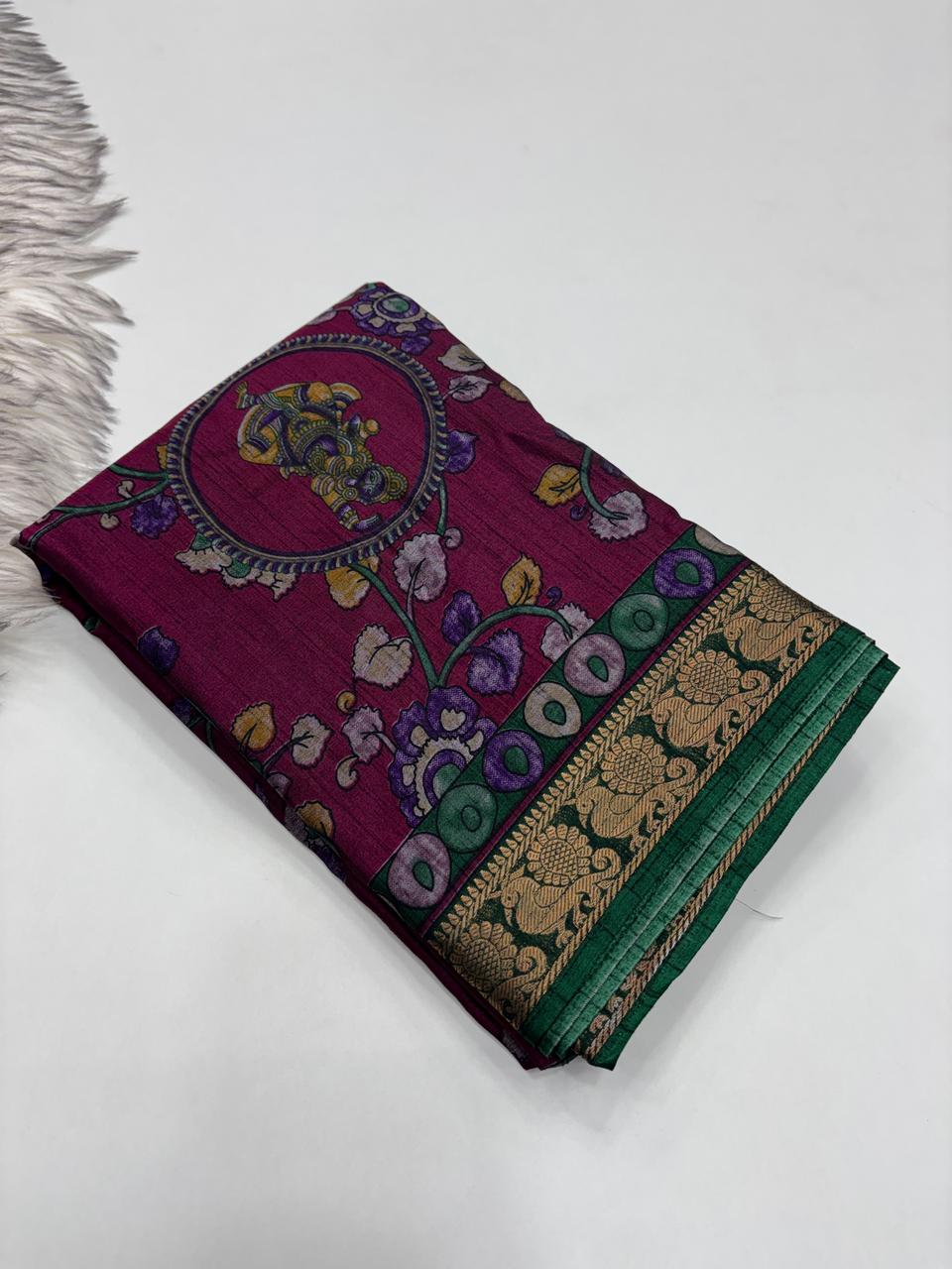 Glamorous Party Wear Pure Soft Dola Silk Mangalkari Border Fancy Designer Saree