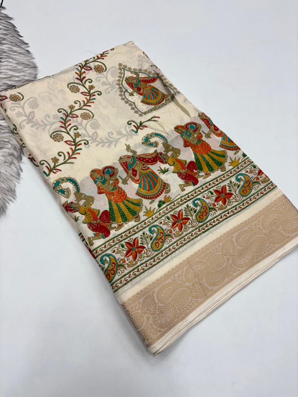 Graceful Party Wear Pure Soft Silk Jacquard Border Fancy Designer Saree With Blouse