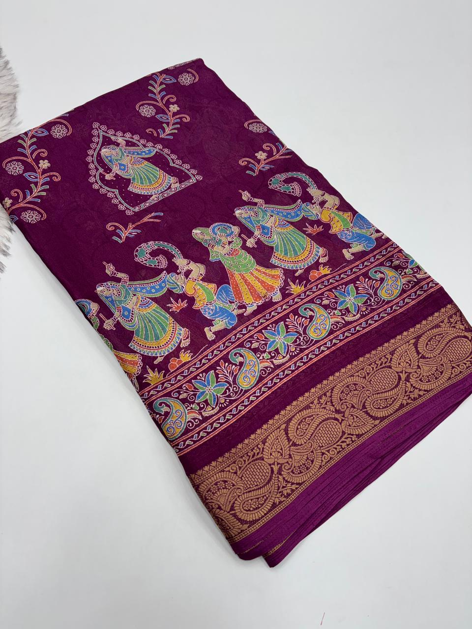 Graceful Party Wear Pure Soft Silk Jacquard Border Fancy Designer Saree With Blouse