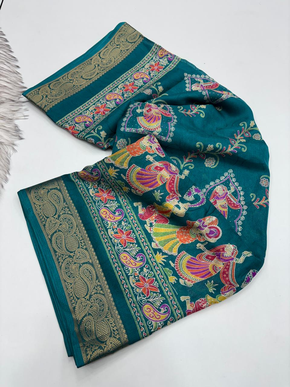 Graceful Party Wear Pure Soft Silk Jacquard Border Fancy Designer Saree With Blouse