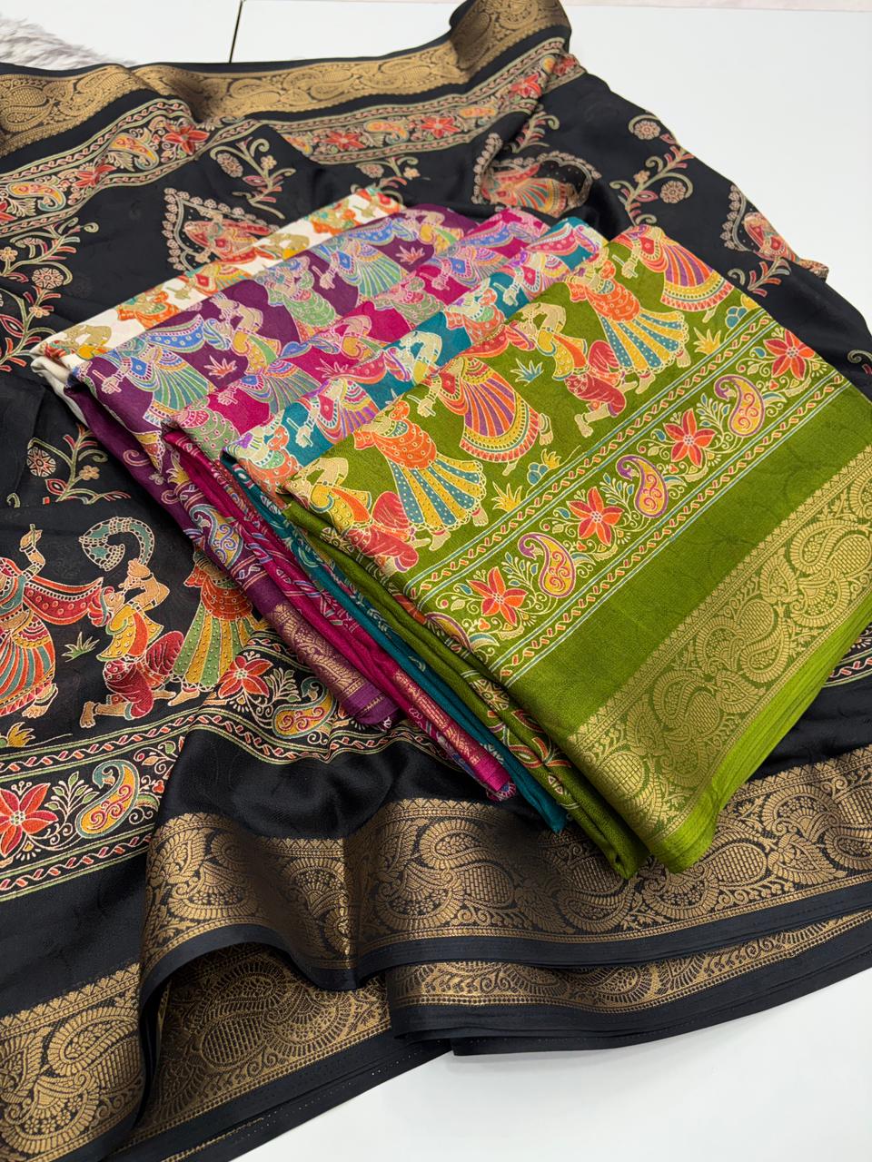 Graceful Party Wear Pure Soft Silk Jacquard Border Fancy Designer Saree With Blouse