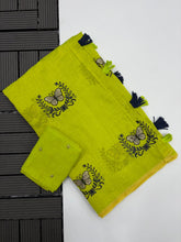 Load image into Gallery viewer, Attractive Party Wear Chanderi Cotton Emboridery N Taseels Work Fancy Designer Saree For Women
