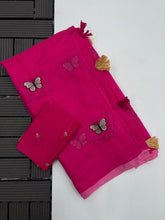 Load image into Gallery viewer, Attractive Party Wear Chanderi Cotton Emboridery N Taseels Work Fancy Designer Saree For Women
