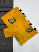 Load image into Gallery viewer, Attractive Party Wear Chanderi Cotton Emboridery N Taseels Work Fancy Designer Saree For Women
