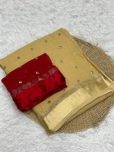 Load image into Gallery viewer, Luxury Festive Wear Pure Soft Viscose Satin Border Sequence Work Saree With Contrast Blouse
