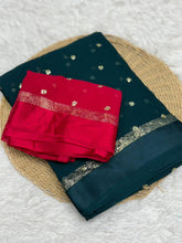 Load image into Gallery viewer, Luxury Festive Wear Pure Soft Viscose Satin Border Sequence Work Saree With Contrast Blouse
