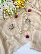 Load image into Gallery viewer, Fantabulous Party Wear Golden Colour Soft Silk Handwork Butta Fancy Designer Saree For Wedding
