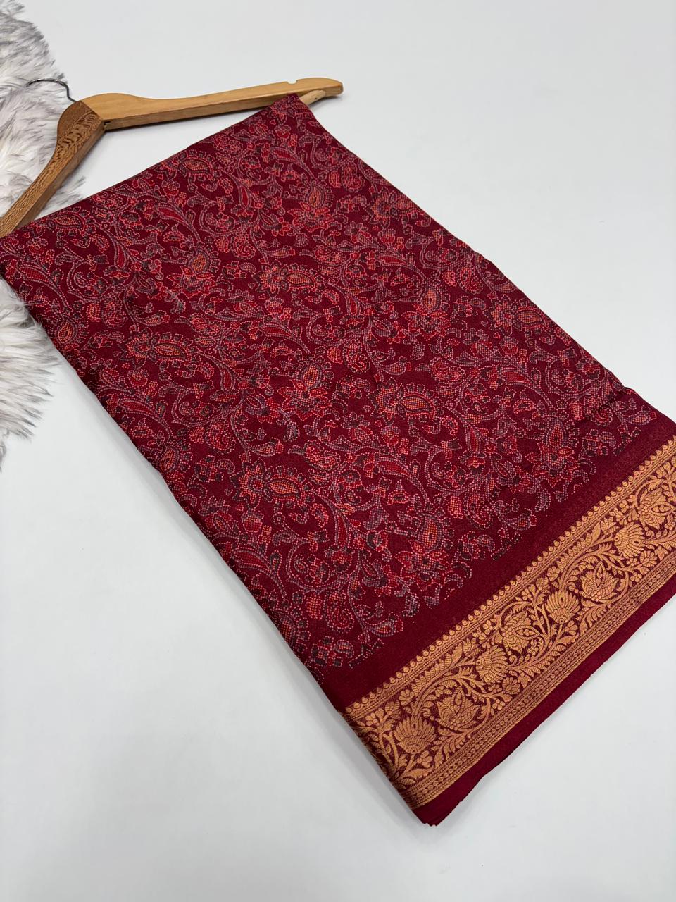 Glamorous Party Wear Pure Soft Silk Jacquard Border Fancy Designer Saree