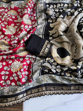 Load image into Gallery viewer, New Wedding Wear Red Color Pure Mangalkari Viscouse Silk Print Weaving n Sequence Lace Work Fancy Designer Saree
