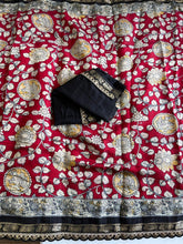 Load image into Gallery viewer, New Wedding Wear Red Color Pure Mangalkari Viscouse Silk Print Weaving n Sequence Lace Work Fancy Designer Saree
