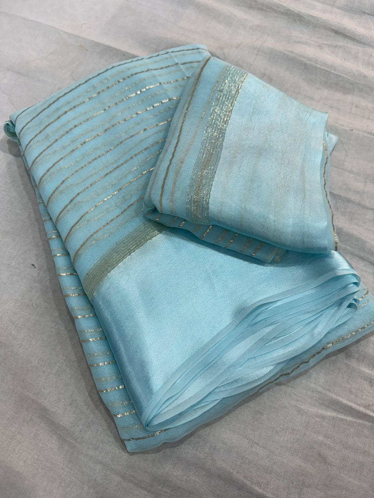 Charming Function Wear Pure Viscose Georgette Satin Patta Border Saree With Blouse Piece