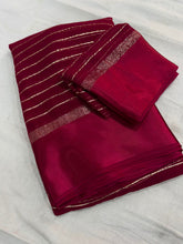 Load image into Gallery viewer, Charming Function Wear Pure Viscose Georgette Satin Patta Border Saree With Blouse Piece
