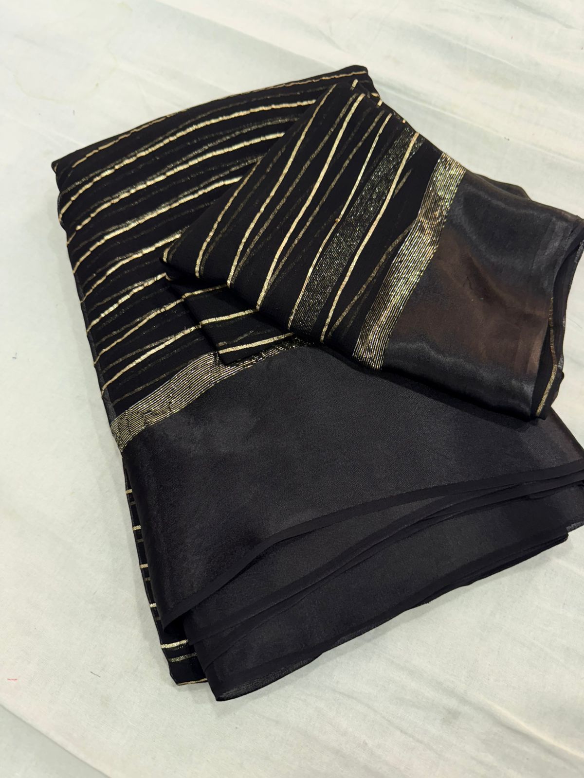 Charming Function Wear Pure Viscose Georgette Satin Patta Border Saree With Blouse Piece