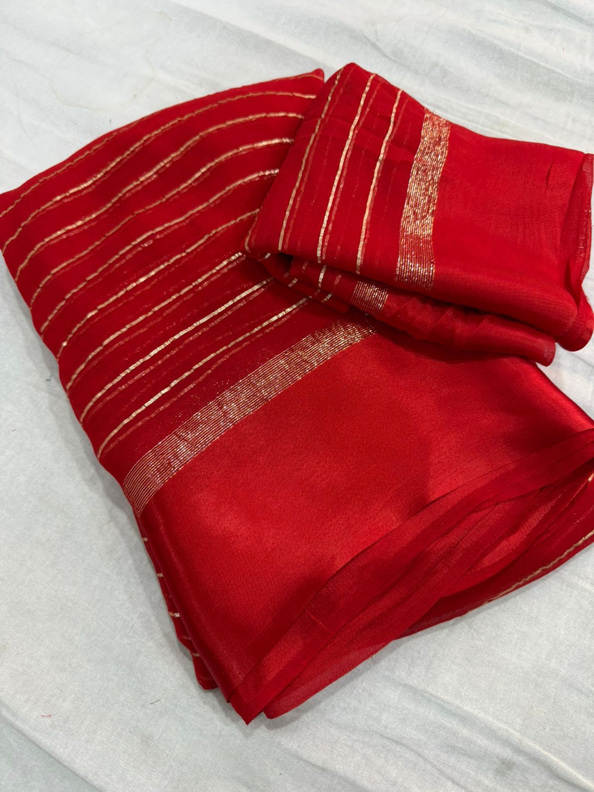 Charming Function Wear Pure Viscose Georgette Satin Patta Border Saree With Blouse Piece