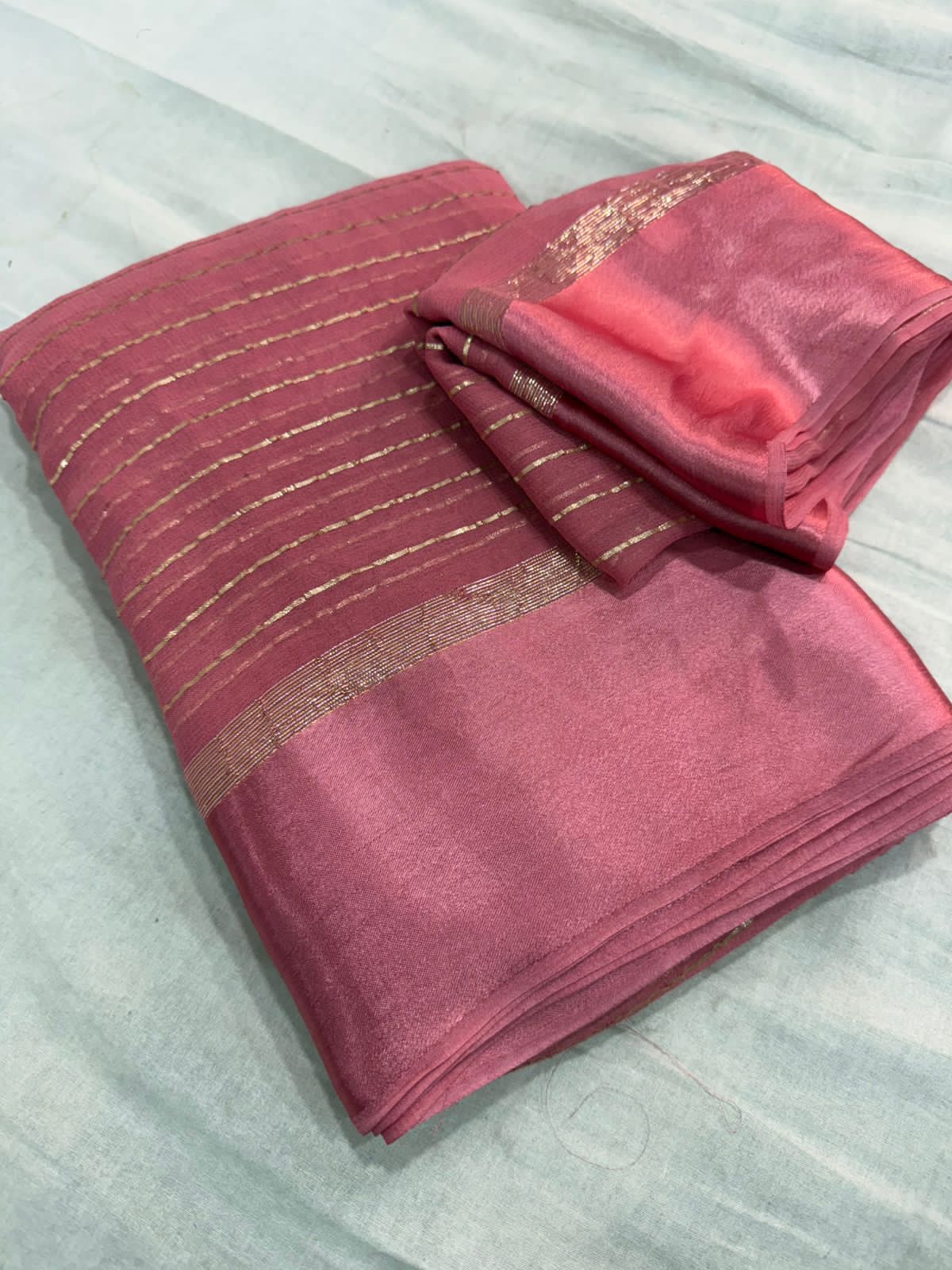 Charming Function Wear Pure Viscose Georgette Satin Patta Border Saree With Blouse Piece