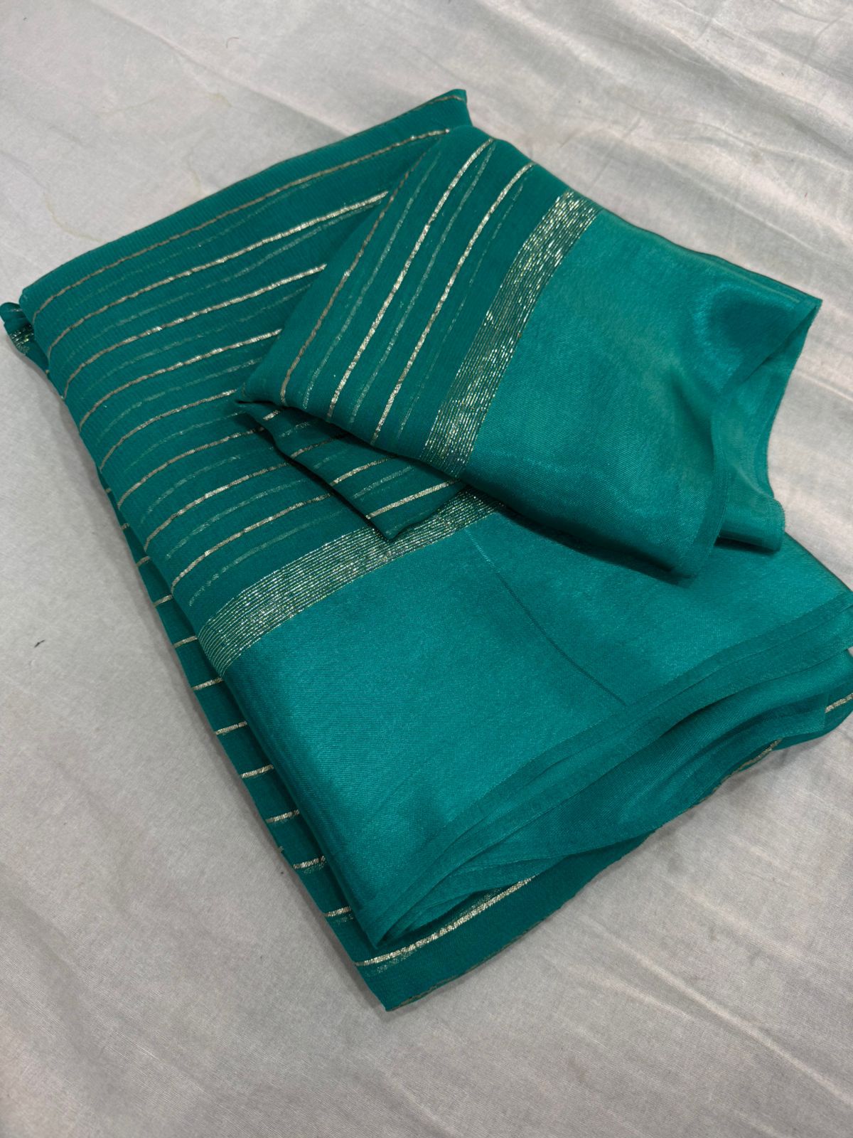 Charming Function Wear Pure Viscose Georgette Satin Patta Border Saree With Blouse Piece