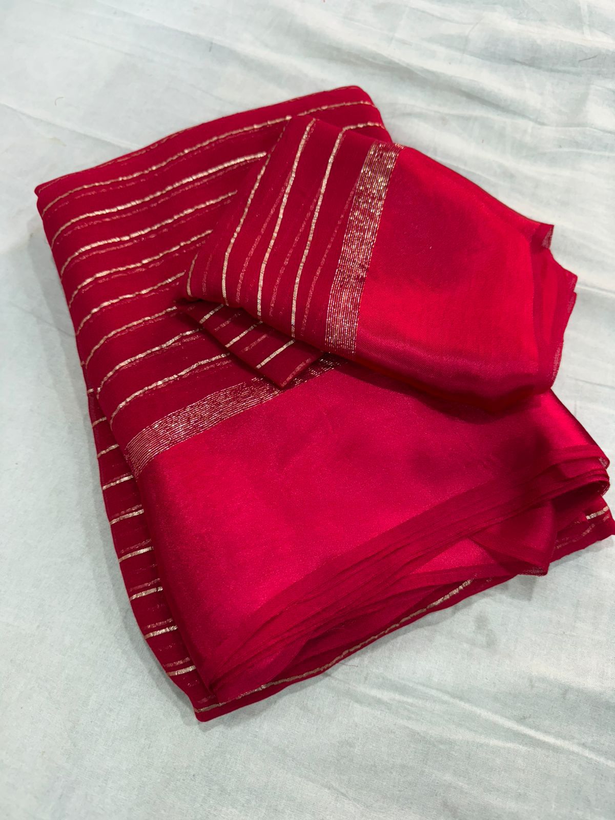 Charming Function Wear Pure Viscose Georgette Satin Patta Border Saree With Blouse Piece
