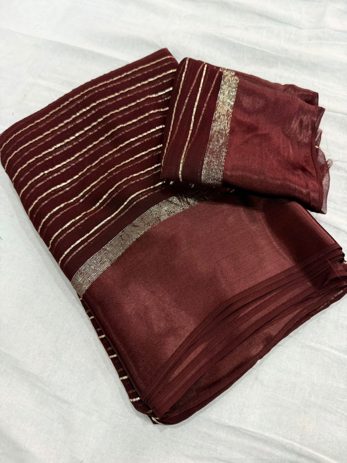 Charming Function Wear Pure Viscose Georgette Satin Patta Border Saree With Blouse Piece