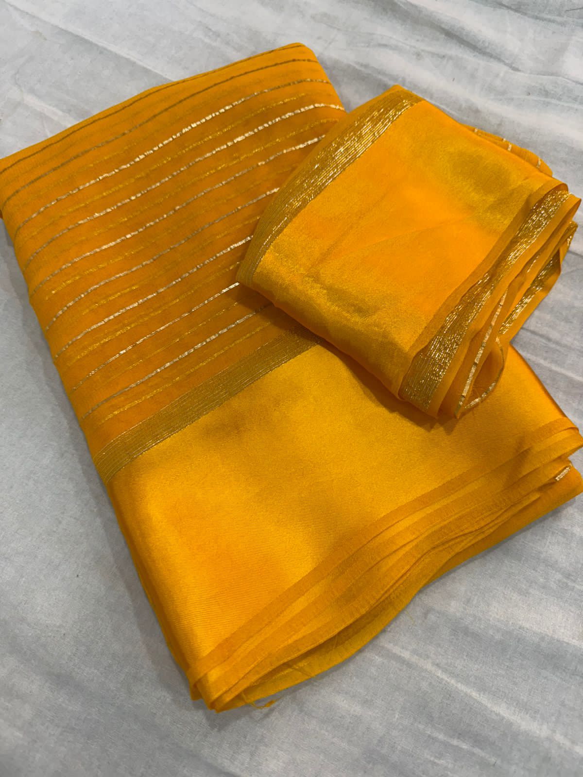 Charming Function Wear Pure Viscose Georgette Satin Patta Border Saree With Blouse Piece