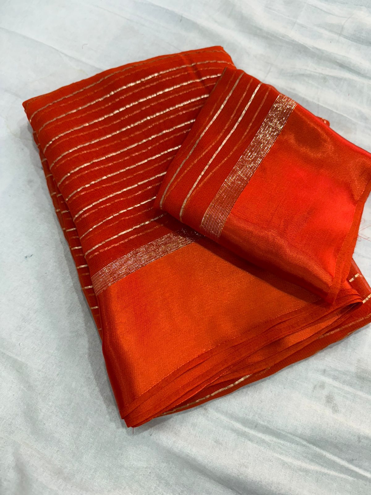Charming Function Wear Pure Viscose Georgette Satin Patta Border Saree With Blouse Piece