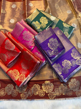 Load image into Gallery viewer, Marvellous Wedding Wear Soft Tissue Silk Jacquard Weaving Rich Pallu Saree With Blouse Peice
