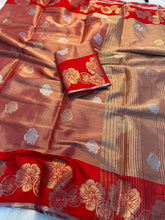 Load image into Gallery viewer, Marvellous Wedding Wear Soft Tissue Silk Jacquard Weaving Rich Pallu Saree With Blouse Peice

