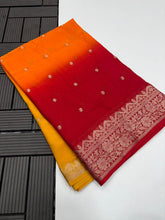 Load image into Gallery viewer, Redolent Function Wear Double Shaded Pure Soft Crape Silk Jacquard Border Fancy Designer Saree For Women
