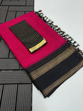 Load image into Gallery viewer, Effervescent Function Wear Pure Soft Dola Silk Chex Design Jacquard Border Fancy Designer Saree
