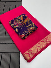 Load image into Gallery viewer, Whimsical Function Wear Pure Soft Viscouse Georgette Weaving Border Rich Pallu Fancy Designer Saree For Party

