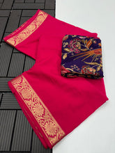 Load image into Gallery viewer, Whimsical Function Wear Pure Soft Viscouse Georgette Weaving Border Rich Pallu Fancy Designer Saree For Party
