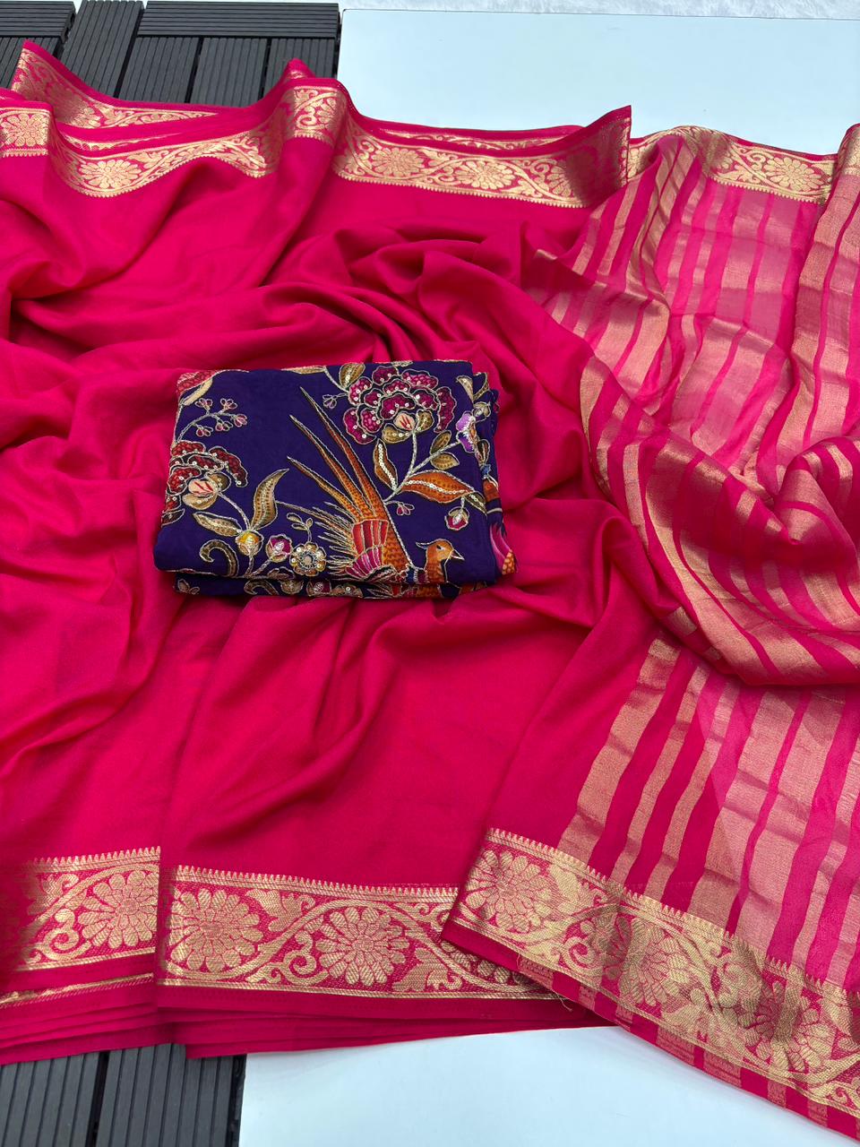 Whimsical Function Wear Pure Soft Viscouse Georgette Weaving Border Rich Pallu Fancy Designer Saree For Party