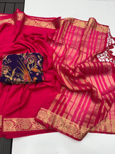 Load image into Gallery viewer, Whimsical Function Wear Pure Soft Viscouse Georgette Weaving Border Rich Pallu Fancy Designer Saree For Party
